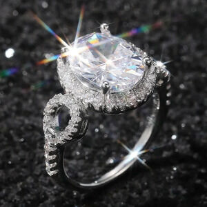 💥Beautiful Hollow Oval Pure Zircon Cubic Carved Macro Pave Silver Rings, K812